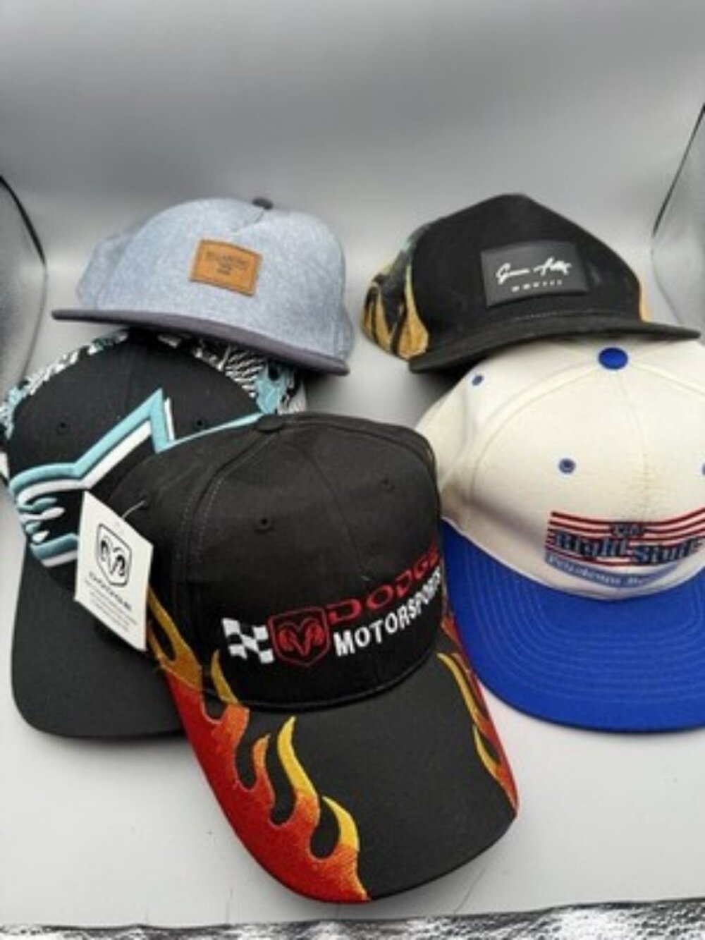 Lot of 5 Hats Caps Dodge Billabong Guy Folly Trucker Petroleum Adult Sizes